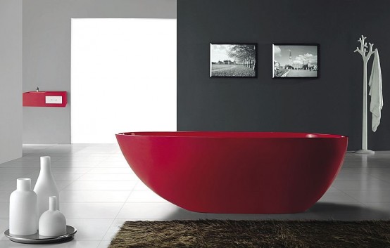 Акриловая ванна красного цвета