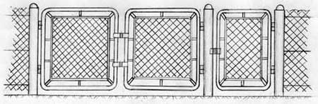 Вариант исполнения ворот и калитки с использованием сетки рабицы