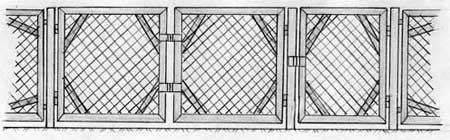 Вариант исполнения ворот и калитки с использованием сетки рабицы